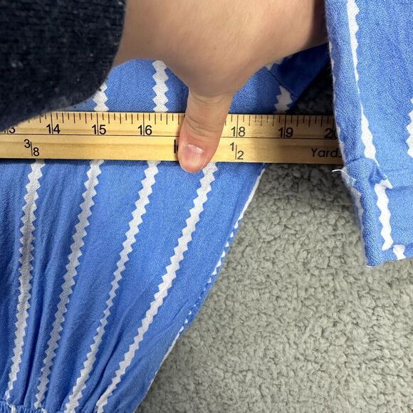 Anthropologie‎ Beachgold Women's Large Blue Cream Striped Jetsetter Romper Boho - Picture 6 of 7